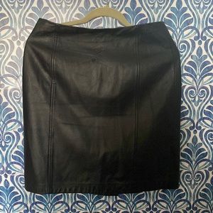 Ann Taylor black Real Leather Pencil Skirt